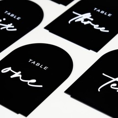 Black Arched Wedding Table Numbers 1-10 with Stands, 5×7 Inch Black Acrylic A…