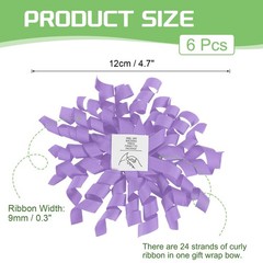 6 Piece Grosgrain Bows 4 Inch for Gifts, Purple Adhesive Tape