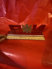 Wooden Noel Star Shiny Gold &Red Table Stand Alone Christmas