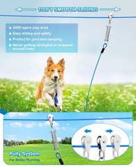 Upgraded Yard Dog Runner with Elastic Cable, 100ft Tie Out Cable and 10ft Lea…