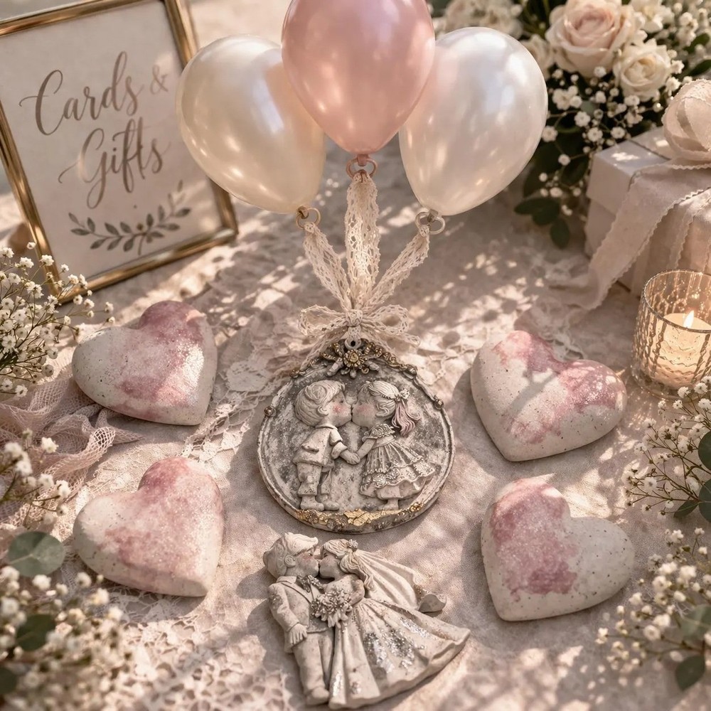Wedding Balloon Weight Anchors Set of 6, Romantic Bride & Groom Table Decor