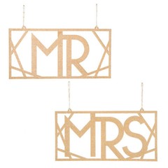 DAVID TUTERA™ MR AND MRS GOLD GLITTER CHAIR SIGNS – 2 PIECES