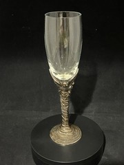 2 Silverplated Love Birds Champagne Flutes Glasses International Silver co vtg