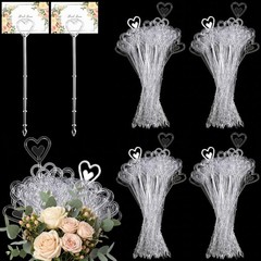 500 Pcs Clear Heart Shaped Floral Picks – Wedding Place Card Holders Clips, 9