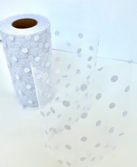 White Polka Dot Tulle Decor – 6″ x 25 Yards, Fabric Netting Ribbon, Wedding