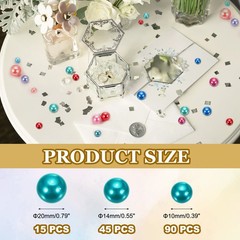150 Pcs Pearl Bead for Vase Filler, 20/14/10mm Floating Beads(Deep Blue)