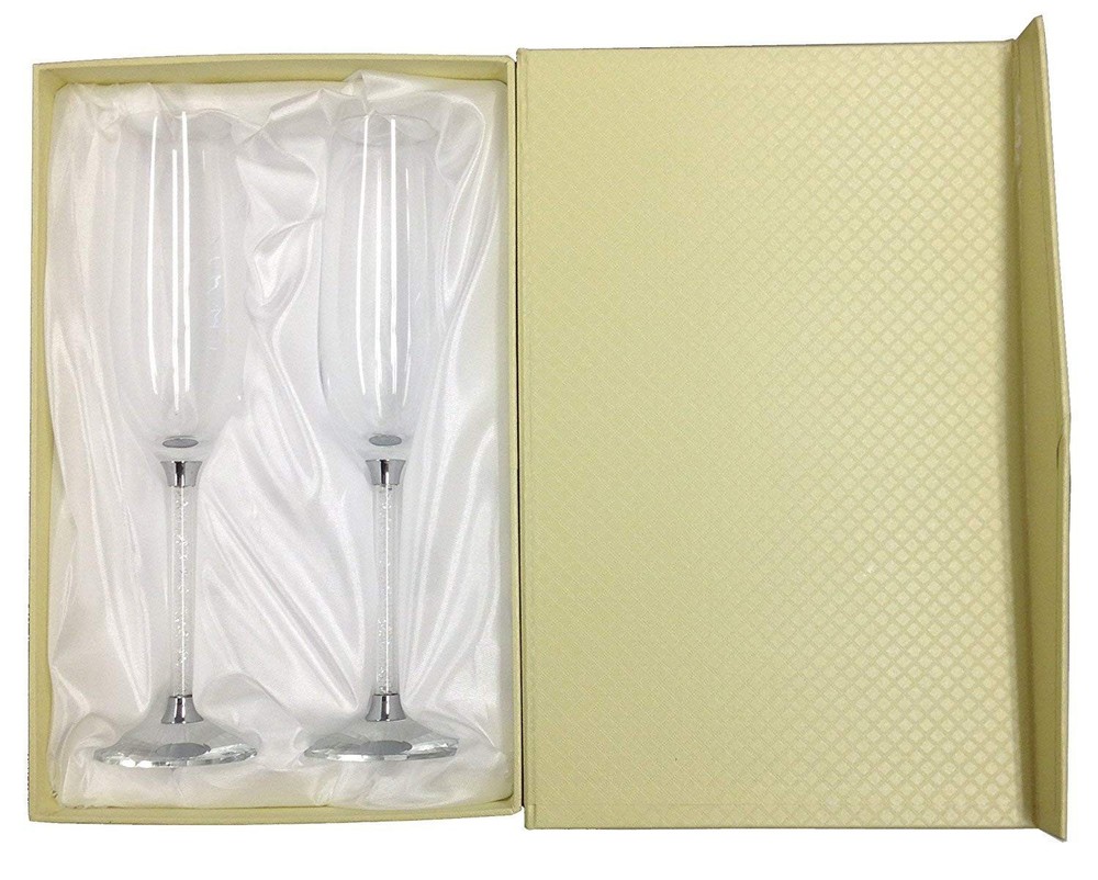 Amlong Crystal Champagne Flutes with 2 Count (Pack of 1), Clear