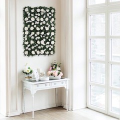 24×18-Inch White and Green Silk Rose Flowers Wall Backdrop Panel Wedding Sale