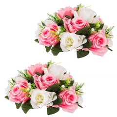 2pc Pink White Silk Rose Flower Ball Centerpiece Wedding Party Table Decor 10″