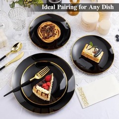 175PCS Plastic Dinnerware Set – Plastic Plates for Guests – 50 – 25 Black