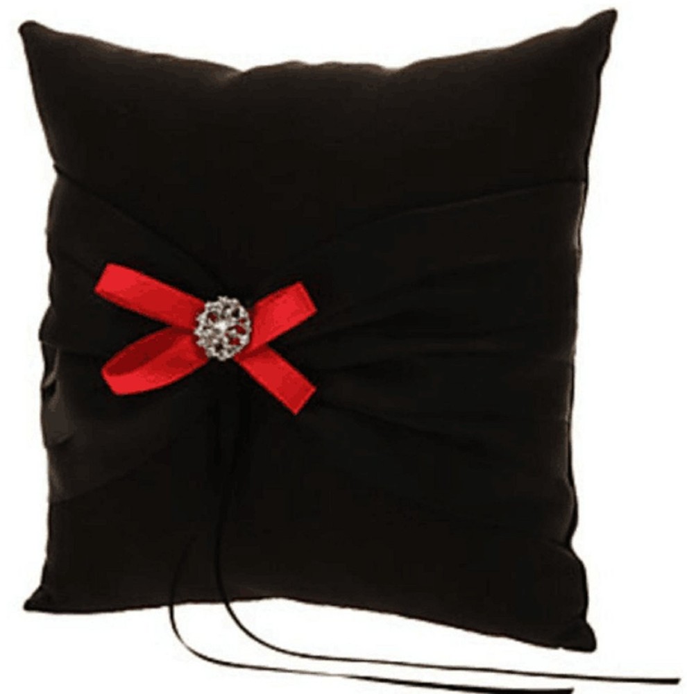 Wedding Ring Pillow Wedding Ring Cushion Ring Bearer Pillow，Black & Red，7.8 7…