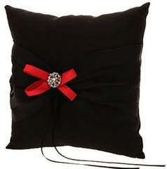 Wedding Ring Pillow Wedding Ring Cushion Ring Bearer Pillow，Black & Red，7.8 7…