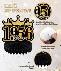 9 Pcs 70th Birthday Decoration for Men Women Happy 70th, 70th-black and Gold