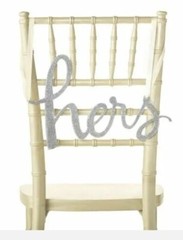NEW Kate Spade New York Silver Glitter «His Hers» Bridal Chair Signs