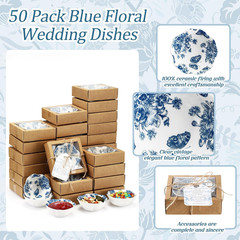 50 Pack Blue Floral Mini Bowls – Wedding Favors & Party Gifts Set