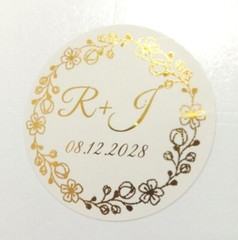 Pink Rose Gold Foil Personalized Wedding Engagement Party Favor Label Stickers