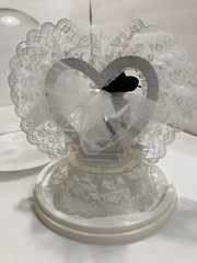 western style wedding cake topper ceramic figures in dome