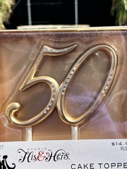 Studio His & Hers 50 th anniversary gold with rhinestones cake topper numbers