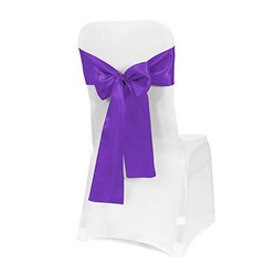 PCS Satin Chair Sashes Bows for Wedding Reception- Universal Chair 50 Purple