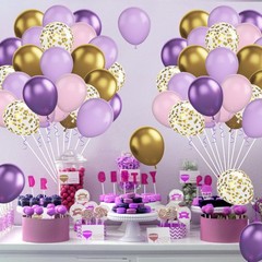 Pink and Purple Balloons, 60Pcs Pastel 12 Inch 12 inches,