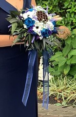 Bride, Maid of Honor Bridesmaid Bouquet Mix dried Eucalyptus wood & Silk flowers