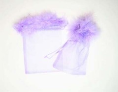 Purple 5×7 Feather Organza Drawstring Pouch | Jewelry Gift Favor Bags 12 pcs
