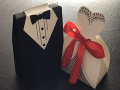 20pcs 3D Wedding Favor Boxes Dress & Tuxedo Party Bride Groom Shower Gift