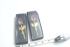 Gold Stem Red Rose in a box Wedding Favor Set of 2