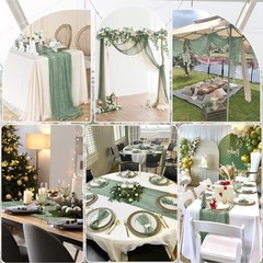 3 Pack Cheesecloth Table Runner 10FT 120 Inches Green 10ft x 3pcs Sage Green
