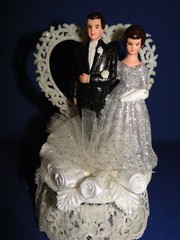 New 25th Wedding Anniversary Couple Caketopper with Bride & Groom in Silver #29