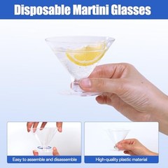 100 Pcs Plastic Martini Glasses – Disposable 5oz Clear Cocktail Glasses