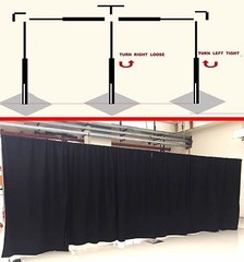 QUICK BACKDROP KIT 8 FT TALL x 10 FT – 50 FT WIDE PIPE WITH DRAPE (BLACK DRAPES)