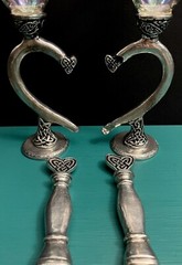 Fellowship Foundry Celtic Knots Hearts Pewter Glasses & Cake Server Wedding Set