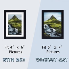 Picture Frames 5×7 Black Photo Frames Display 4×6 Pictures with Mat for Desk …