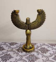 Egyptian Lady Candle Holder Statue Brass Greek Goddess Idol Candle Lamp CA488