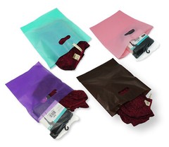 12×15″ 2.5 Mil, 4 Colors Frosted Plastic Merchandise Gift Bags Handles Combo!