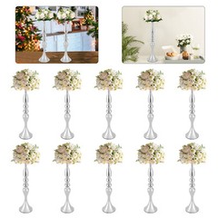 Set of 10 Silver Iron Wedding Vases 50cm Tall Nordic Centerpiece