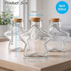 200ml Star-Shaped Glass Jar with Cork Lid Decorative Clear Glass Bottles Home