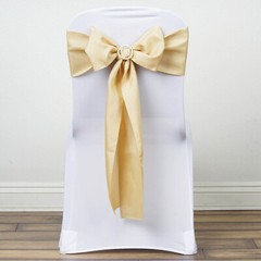 10 Champagne Polyester CHAIR SASHES Ties Bows Wedding Party Ceremony Decorations