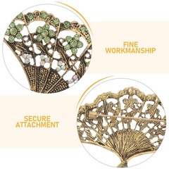 3Pcs Chinese Fan Brooch Pins Multi Color Zinc Alloy for Wedding and Party