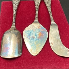 Goodinger Silver Art Floral Cake Pie Server Set 3pc Velvet Box