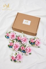 Meldel Pink Pocket Boutonniere for Men Wedding, Set of 6, Prom Corsages Flowe…