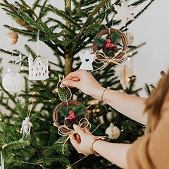 5 Pcs of 4.13-Inch Grapevine Wreath and 5 Pcs of 3.54-Inch Artificial