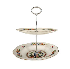 Vintage Indian Tree Cake Plate Stand Tower Cream Red England 1960’s