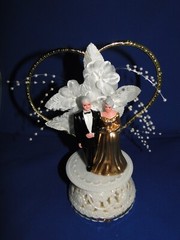 New 50th Wedding Anniversary Couple Caketopper with Bride & Groom in Gold #29