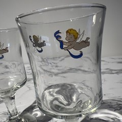 Vintage Bride And Groom Goblet Glasses Cherubs Retro Cupid Wedding Anniversary