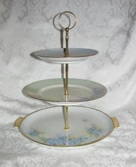 Custom Three Tier Tea Party Cake Stand Made With Vintage Hand Painted Plates