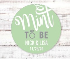 Mint To Be – Round Personalized Bridal  Wedding Shower Sticker Labels