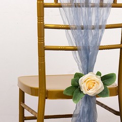 5 DUSTY BLUE Sheer Crinkled Organza CHAIR SASHES Party Events Home Decorations
