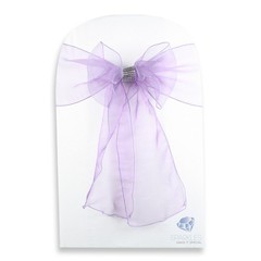 150 pcs Organza Chair Cover Bow Sash 108″x8″ – Purple – w/ Bow Covers rk